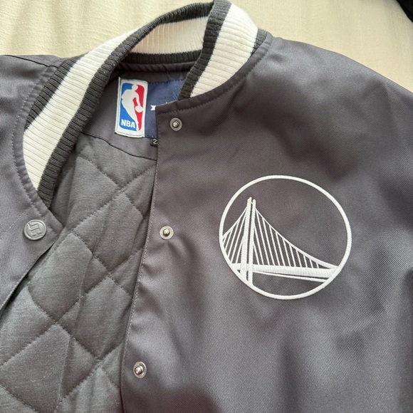 NBA Women's Golden State Warriors JH Design Gray PolyTwill Logo Jacket Unisex 2X - Picture 5 of 11
